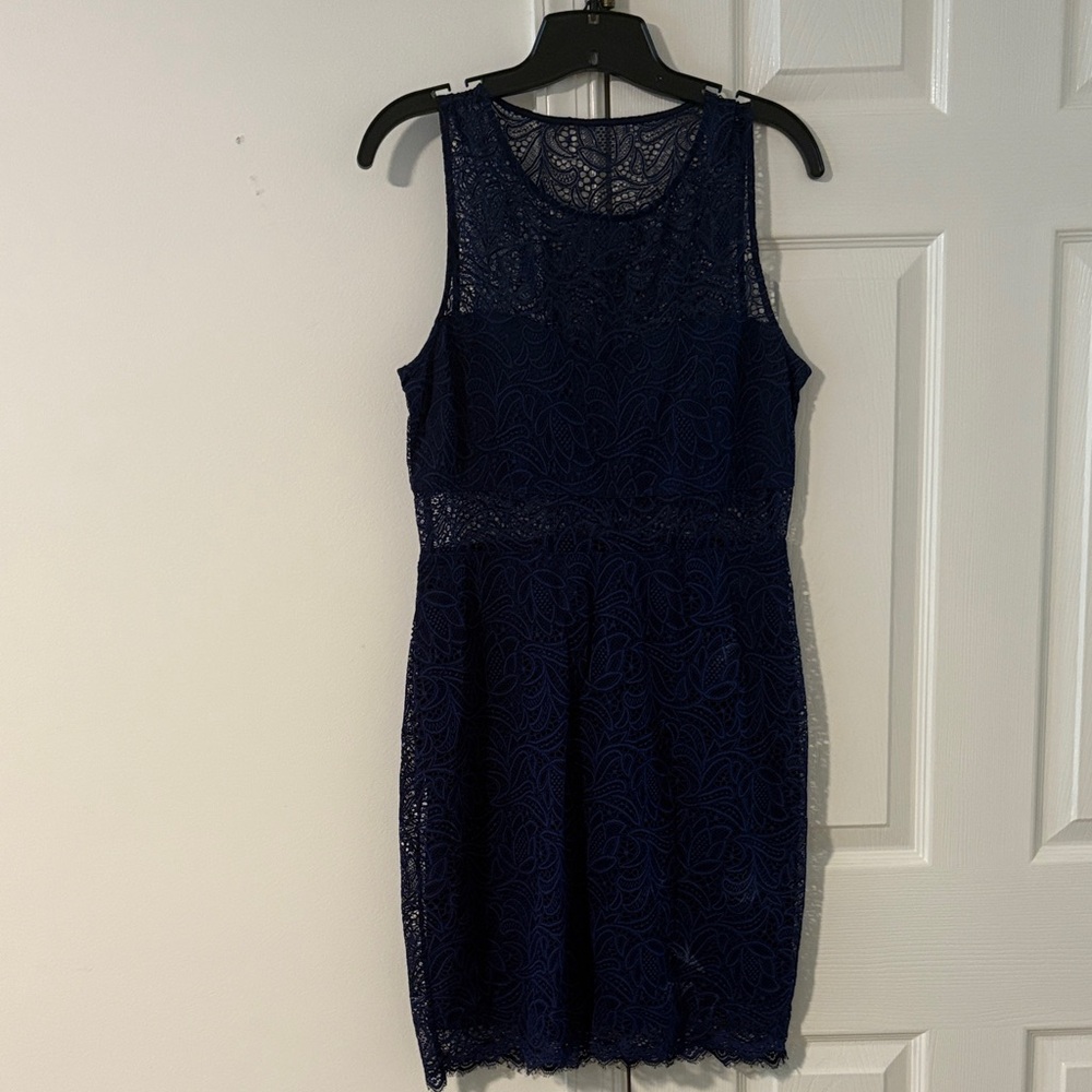 Express Midnight Blue Lace Mini Dress